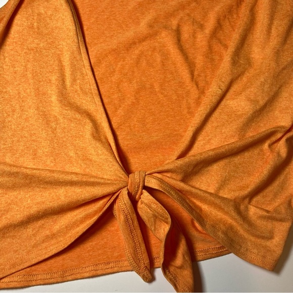 Double Zero Vibe Orange Tank Top with Deep Plunge and Tie Back - Picture 7 of 9